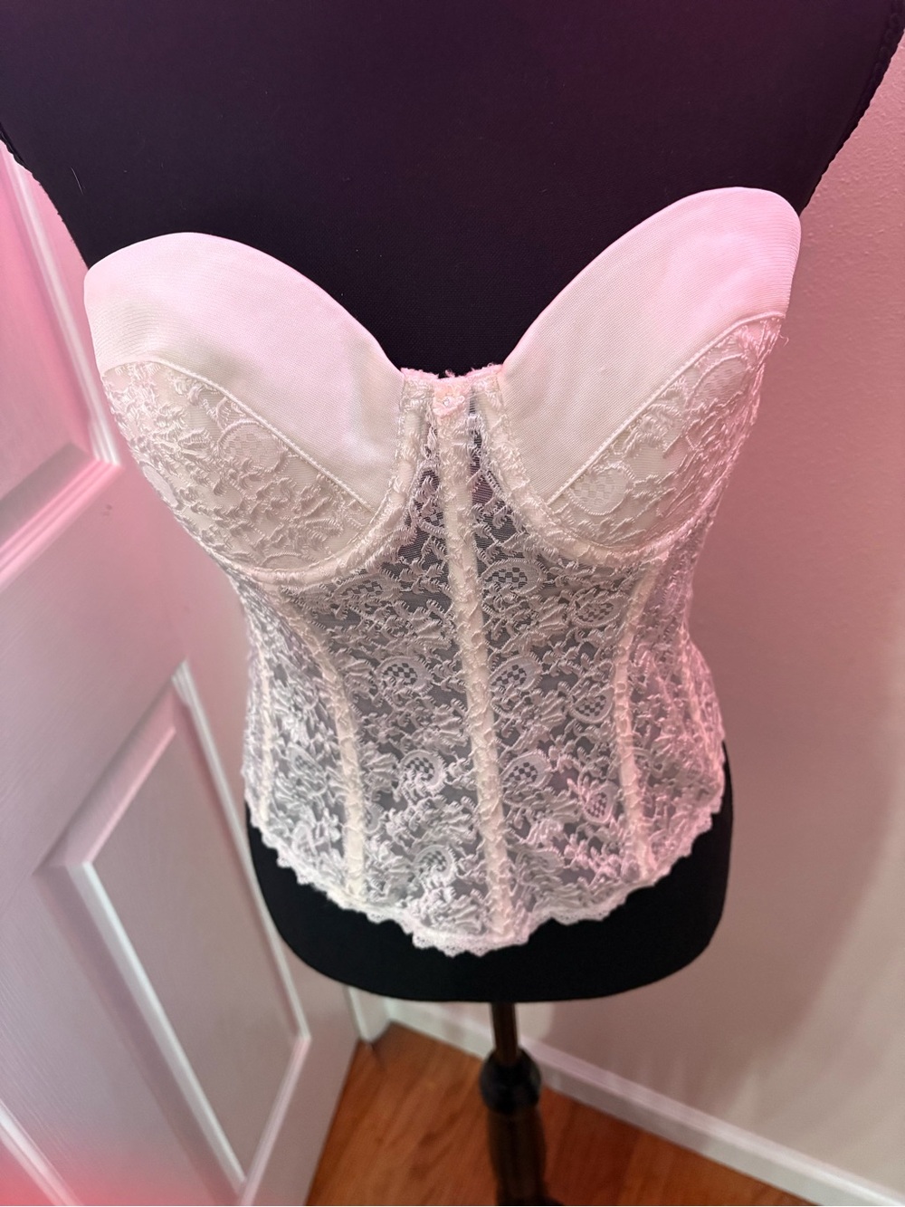 Vintage di loreuto white Strapless Lace Bustier Bandeau Top